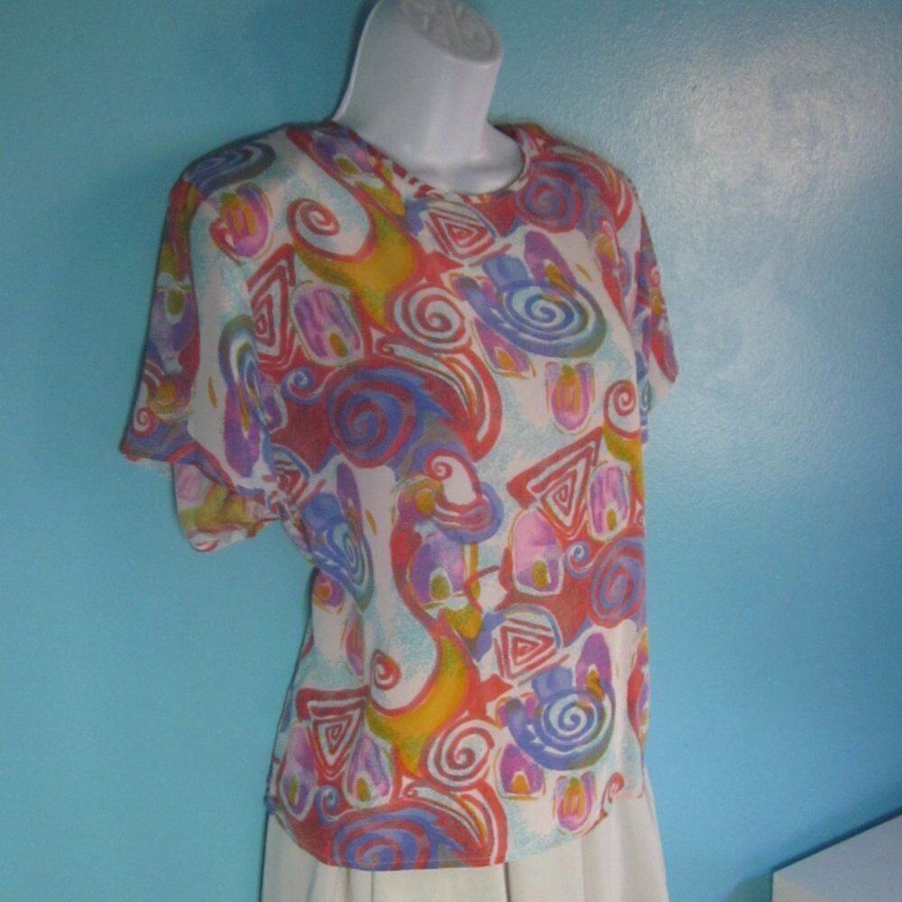 Clio Womens Size M Silk Print Blouse Vintage 1976 Perfect Condition 40" Bust